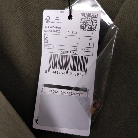 CLEARANCE NWT MANGO V NECK BLOUSE IN SIZE 4 KHAKI - Picture 5 of 9